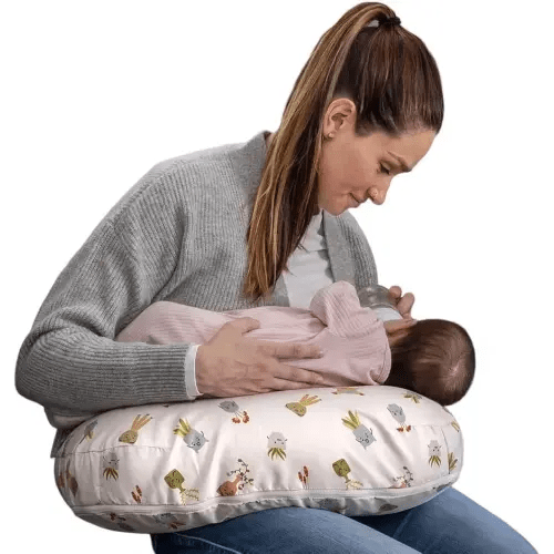 Boppy Nursing Pillow - Firm, Ergonomic U-Shaped Bottle and Breastfeeding Pillow with High Lift for Comfort and Support, Spacious Surface - Tan Happy Houseplants