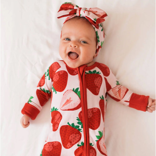 Berry Sweet Strawberry Bamboo Romper | Jammie Session | The Honey and Bro Co – The Honey and Bro Co.
