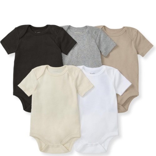 Burt's Bees Baby Bodysuits, Short Sleeve and Long Sleeve One-Pieces, 100% Organic Cotton, Pack of 5