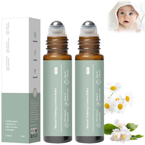 Mamas Teether: Teething Roller, Mamas Teether Teething Relief Roller,Teething Roller All Natural for Babies，Natural Gentle Relief 𝐑oller-2PCS