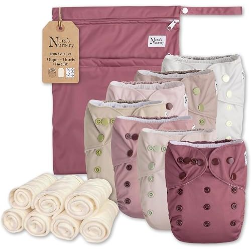 Nora's Nursery Cloth Diapers | 7 Pack | Waterproof,Reusable and Washable