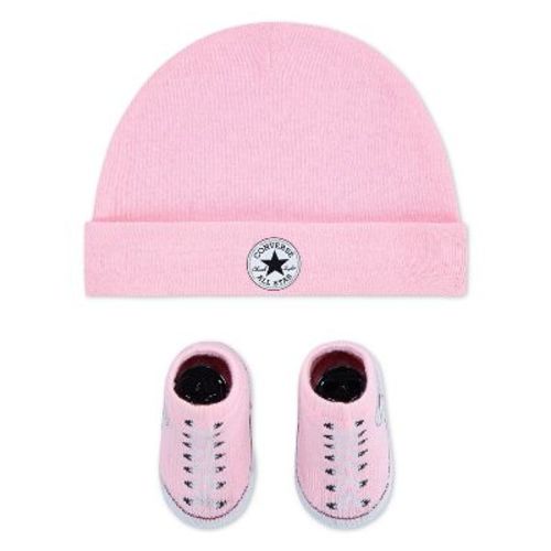 Converse Baby Beanie with Booties Gift Box Set - Pink 0-6M