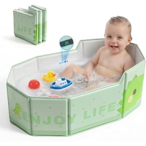 Orzbow Portable Toddler Bathtub with Temperature Sticker & Side Drain Plug