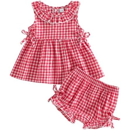 Baby Girl Summer Clothes Cute Sleeveless Dress Top Bloomers Shorts Set Bowknot Toddler Infant Girl Outfit 3-12M-4T