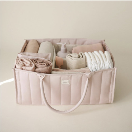 mushie Baby Diaper Caddy | Newborn Essentials Organizer (Blush)
