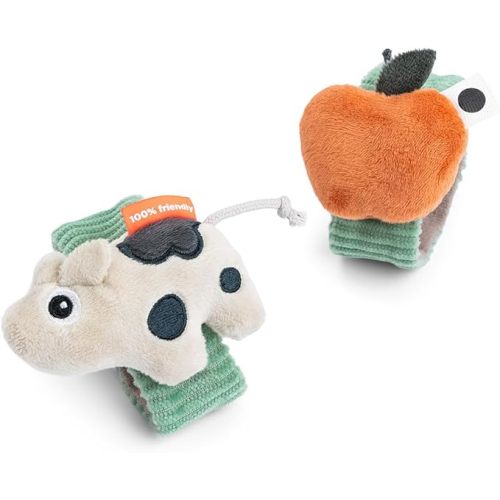 Done by Deer Wrist Rattle Set for Babies – 2-Pack Dotti – Newborn Sensory Toys with Crinkle & Rattle – Green Baby Bracelets for Wrist or Ankle – from 0 Months