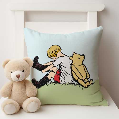 Classic Winnie the Pooh Square Pillow | Big Boots Big Adventures | Vintage Pooh | Pooh Nursery Decor | 14x14 16x16 18x18 20x20 | Kid's Room
