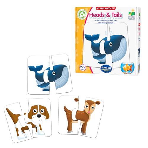 The Learning Journey: My First Match It! - Head and Tails - 15 Self-Correcting Animal Memory Matching Puzzles Games - Educational Activities for Learning - Preschoolers Age 2-5 - Award Winning Toys