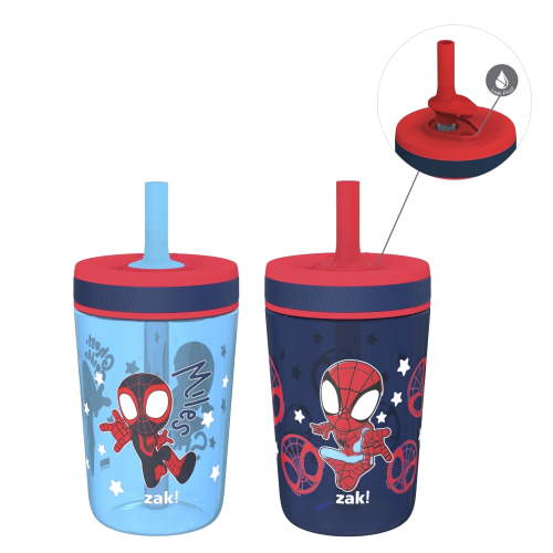 Zak Designs Marvel Spider-Man Kelso Travel Straw Tumblers 15 oz 2pk