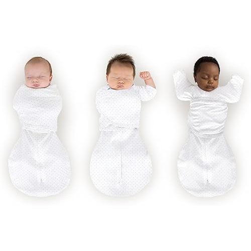 SwaddleDesigns Omni Swaddle Sack Arms Up Half-Length Sleeves & Mitten Cuffs, Easy Swaddle Transition, Sterling Dots, 0-3 Mo