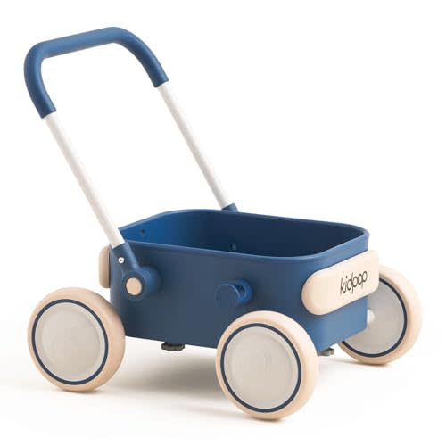 PULA Baby Push Walker with Wheels Toddler Wagon for First Learner Baby Toys 6-12 Months, 1 Year Old Birthday Gifts, Indoors and Outdoors (Navy Blue)