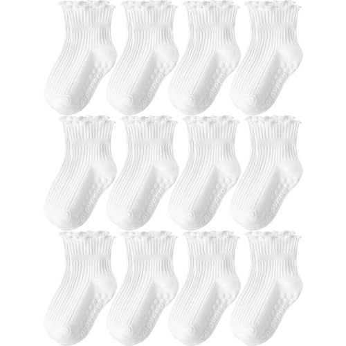 Aroveea Toddler Socks Non Slip Grip Baby Girls Kids Ankle Cute 12 Pack
