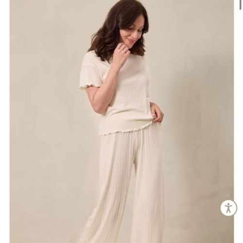 Cream Pointelle Short-Sleeve Women’s Sleep Set medium