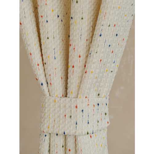 Addeo Jacquard Curtain, Colorful Dot & Line Pattern, Textured Fabric, Up to 60% Room Darkening Window Curtain, Nursery Kidsroom Drape, 1PC