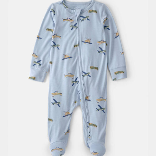 Baby Boy Plane 2-Way Zip PurelySoft Sleeper - Blue | Carter’s Oshkosh Canada
