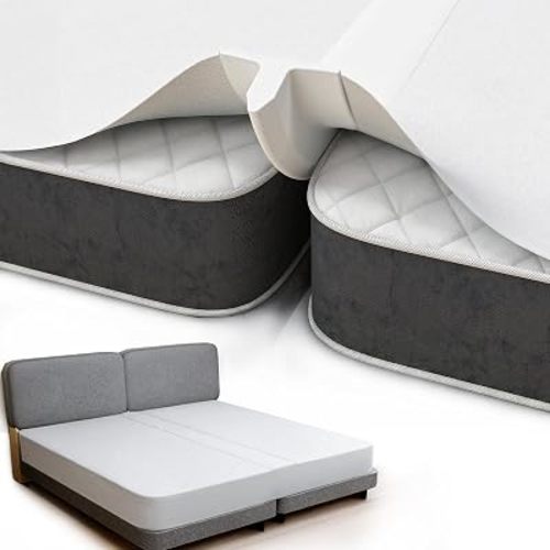 Vekkia 2-in-1 Split King Gap Filler with Built-in Fitted Sheet, 75"x75"