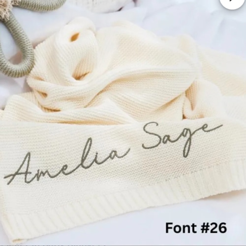 Embroidered Baby Blanket, Soft Cotton Knit Baby Blanket, Custom Baby Name Blanket, Baby Shower Gift, Newborn Blanket, Keepsake Gift for Baby