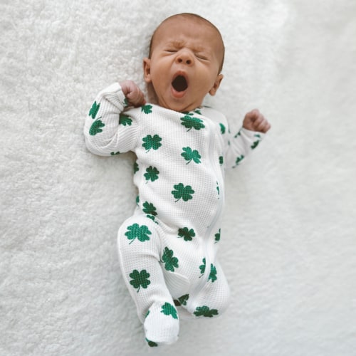 Organic Waffle Basic Zip Footie, Clover