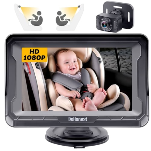 DoHonest Baby Car Camera HD 1080P - Rear-Facing Car Baby Monitor with Night Vision, Adjustable View Angle, Easy Setup, Anti-Glare Display, Safety for Kids & Infants