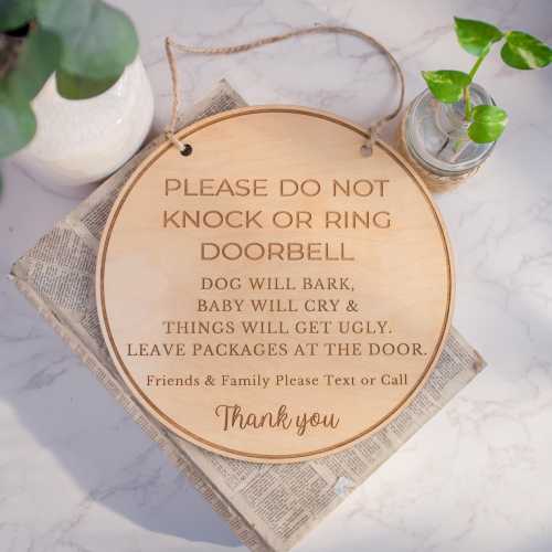 Baby Sleeping Sign: Do Not Ring Doorbell - Wood Door Hanger