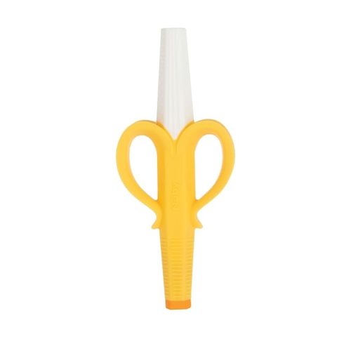 Nuby Banana Hollow Tube Silicone Teething Toy - Gum Massaging Baby Teething Relief Toy for 3+ Months