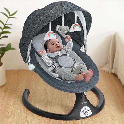 Caveen Electric Baby Swing, Bluetooth Rocker, 5 Swing Speeds, 3 Seat Positions, Black