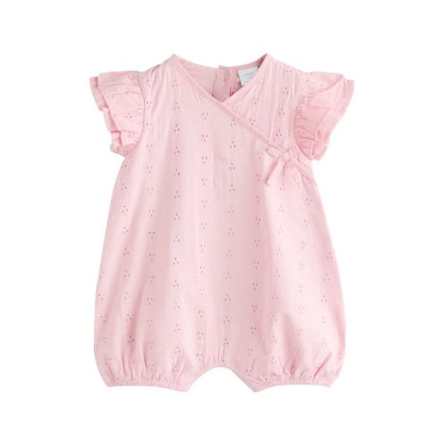Cotton Eyelet Romper, 0-3M