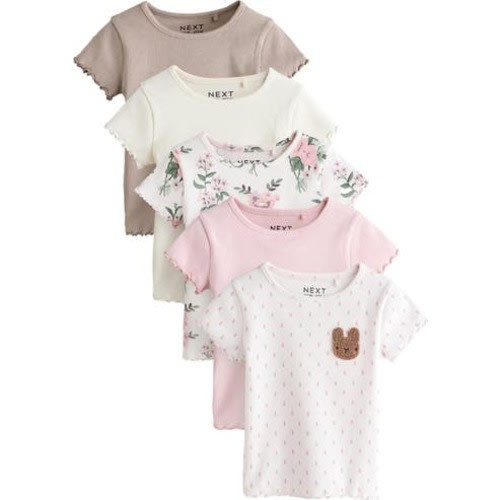 Kids' Assorted 5-Pack Rib T-Shirts, 2-3Y