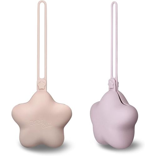 2 Pack Pacifier Holder Case - Cute Portable Silicone Pacifier Storage Case for On-The-Go, Travel & Nursery - Ideal for Moms & Babies (Blush/Pale Mauve)