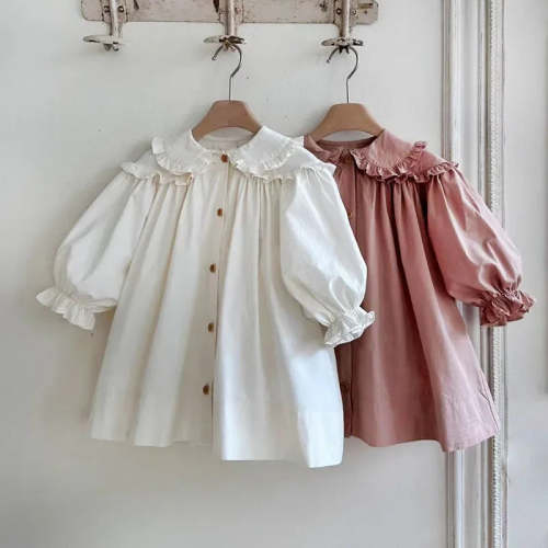 Girls Vintage Ruffle Collar Cotton Dress – Peachy Bloomers