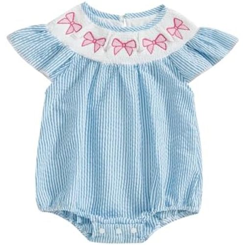 Kayotuas Newborn Baby Girls Halloween Outfit Smocked Bubble Romper Embroidery Pumpkin Ghost Bodysuit Toddler Fall Clothes