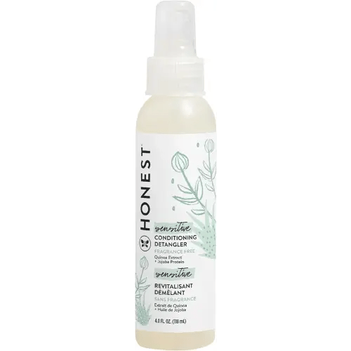 The Honest Company Fragrance-Free Conditioning Hair Detangler Tear-Free Hypoallergenic Leave-In Conditioner and Fortifying Spray for Sensitive Skin 4 fl oz