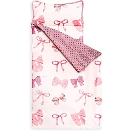 Child’s Ribbon Nap Mat - Soft, Washable, and Portable with Built-in Pillow - Lightweight Nap Mat for Toddlers, Perfect for Daycare, Preschool, and Travel
