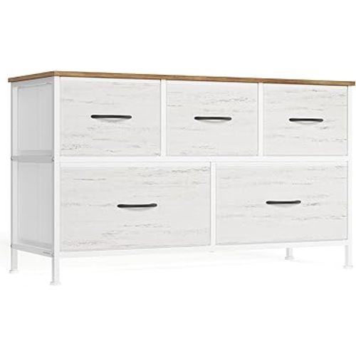 SONGMICS Dresser for Bedroom, Wide Dresser with 5 Fabric Drawers