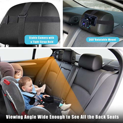 Baby Car Mirror 1080P 4.3 Inch Baby Car Camera Night Vision Safety Car Seat Mirror Cameras Monitored Mirrors With Wide Crystal Clear View Adjustable Angle Length 5M Long Cable