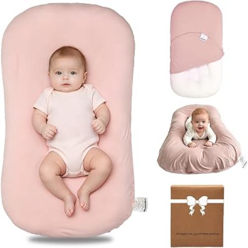 Baby Lounger Oversized 0-24 Months, Home and Travel Infant Cushion-Pink