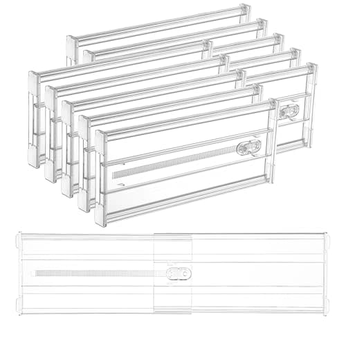 Vtopmart 10 Pack 6" Tall Upgrade Drawer Dividers for Big and Deep Drawer, 12.8"-22.3" Adjustable Expandable Dresser Drawer Organizer, Clear Plastic Separators for Dresser, Baby Supplies, Kitchenware