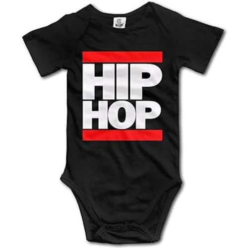 Hip Hop Cute Baby Onesie Birth Announcement Bodysuit Short Sleeve Romper Unisex Black