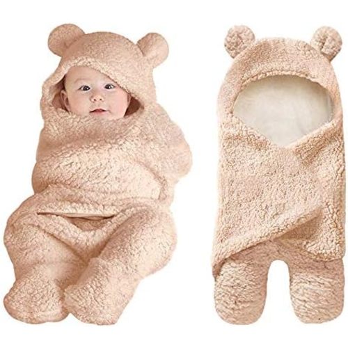 XMWEALTHY Cute Newborn Baby Boys Girls Blankets Plush Swaddle Blankets Brown