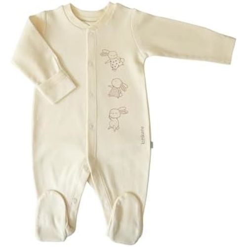 Kitikate Organic Cotton Baby Footed Bodysuit, Unisex One-Piece Layette, Soft & Breathable