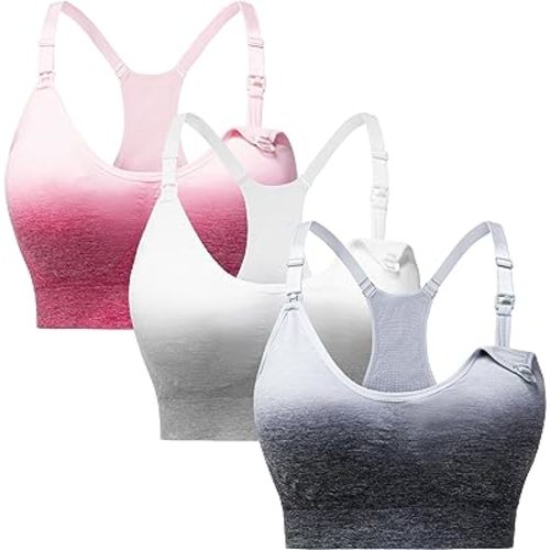 Suekaphin 3 Pack Sports Nursing Bra for Breastfeeding Supportive Bralette Pregnancy Maternity Wirefree Support for Women