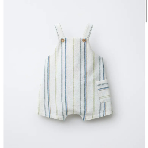 STRIPED OVERALL SHORTS - Ecru | ZARA United States