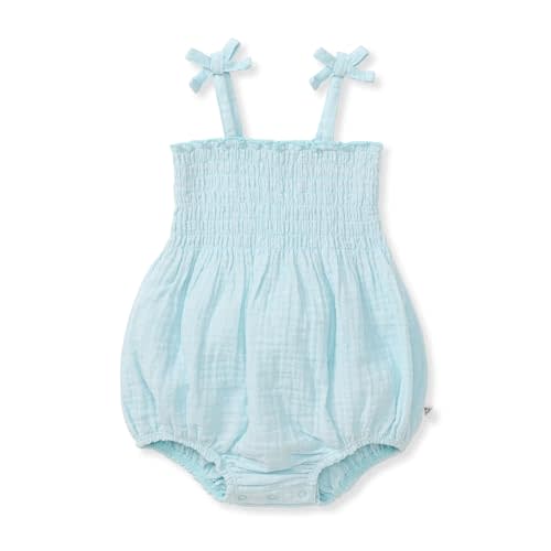 Burt's Bees Baby Baby Girls Strap Romper, 100% Organic Cotton One-piece Bubble Shortall and Layette Set Girl Outfit