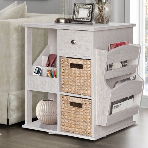 Cadarrah 24'' Tall Floor Shelf 3 - Drawer End Table