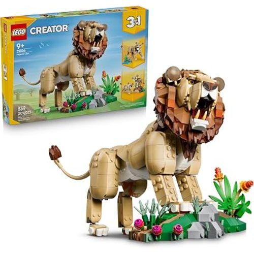 LEGO Creator 3 in 1 Wild Animals: Majestic Lion - Building Toy for Boys & Girls, Ages 9+ - Kids Bedroom or Desk Decor - Lion Toy with 3 Building Options - Gift for Birthdays - 31386