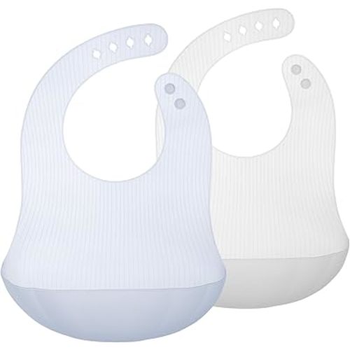 Olababy Fold N Go Silicone Baby Bib w Travel Case | Lightweight Design Eases Pressure Bruising for Infants & Toddlers