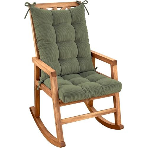 Rocking Chair Cushion Set Tufted with Ties, Non-Slip High Back Chair Pads for Adirondack Nursery Porch Rockers