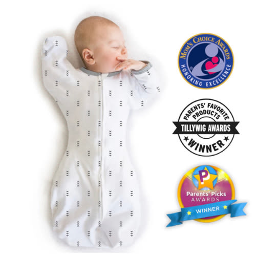 Transitional Swaddle Sack with Arms Up Sleeves & Mitten Cuffs, Tiny Arrows – SwaddleDesigns