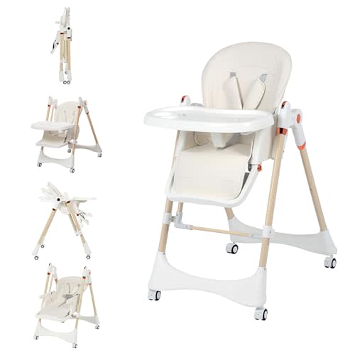 6-in-1 Convertible High Chair with Rocker | Baby High Chair for Newborn to Toddler (0-3 Years) | Adjustable, Foldable & Easy-Clean with Dishwasher Safe Tray & Tool-Free Assembly,White