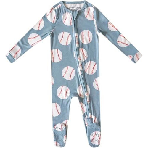 Copper Pearl Zip-Up Footie Baby Pajamas: Ultra-Soft Boys Pajamas and Girls Pajamas, Premium Knit Fabric in Stylish Prints, Tag-Free with Two-Way Zipper, Sized Newborn to 24 Months, Slugger